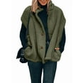 thumbnail image 2 of Veste Sans Manches en Molleton Peluche pour Femme, Décontractée, Ample, Chaude, Boutonnée, avec Poches, Verte, P, 2 of 9