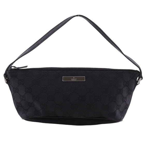 Pre-Owned Gucci Accessory Pouch Handbag 07198 GG Canvas Black Zipper for Women (Fair)