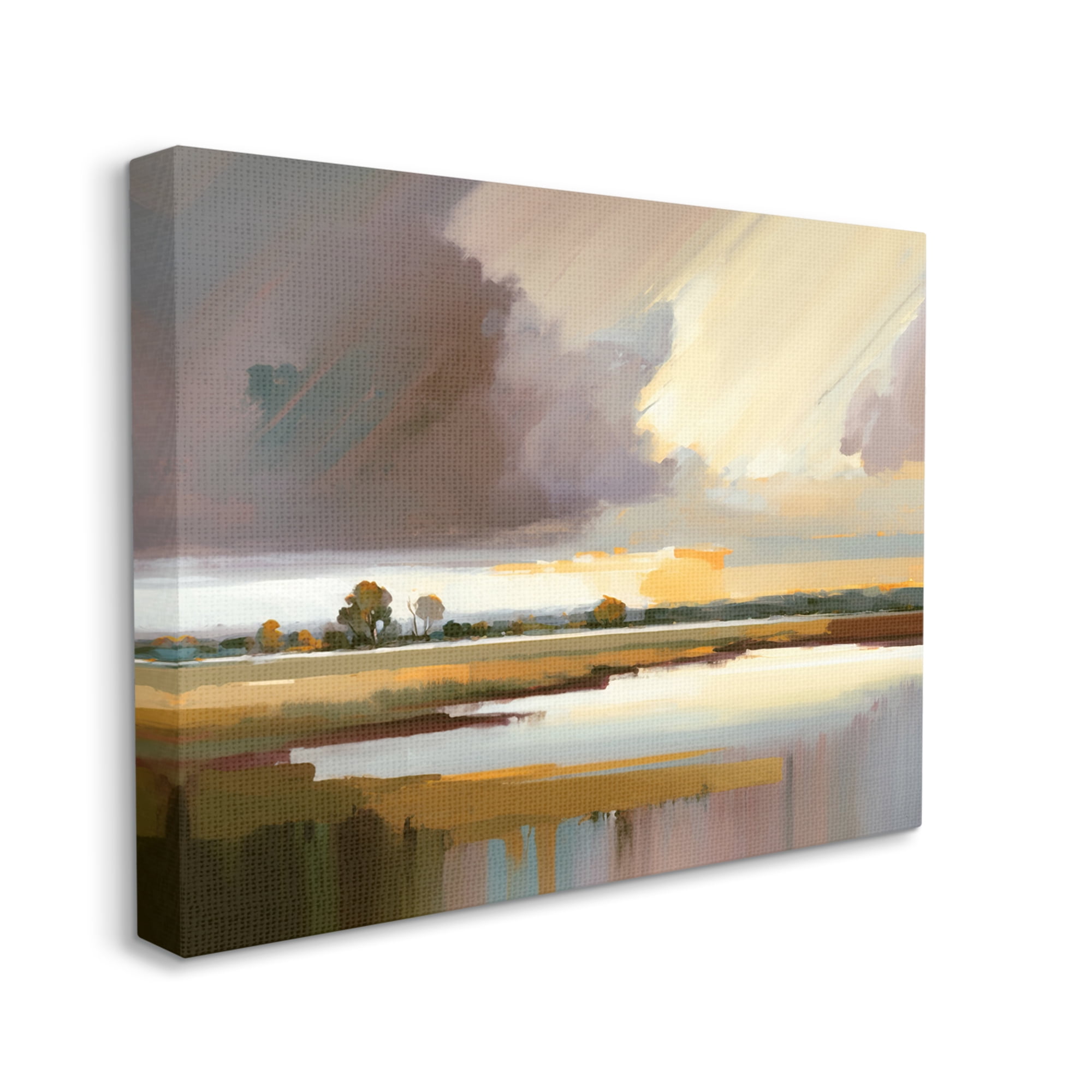 Stupell Industries Abstract Lake Painting Nature Painting Gallery Wrapped Canvas Print Wall Art, 40 x 30