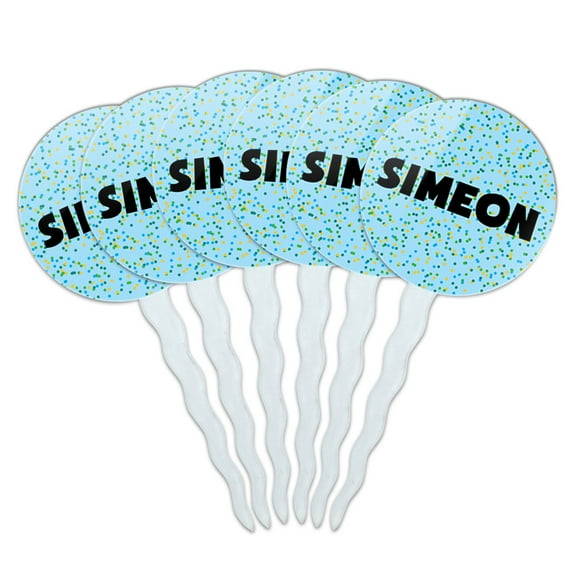 Simeon Cupcake Picks Toppers - Set of 6 - Blue Speckles