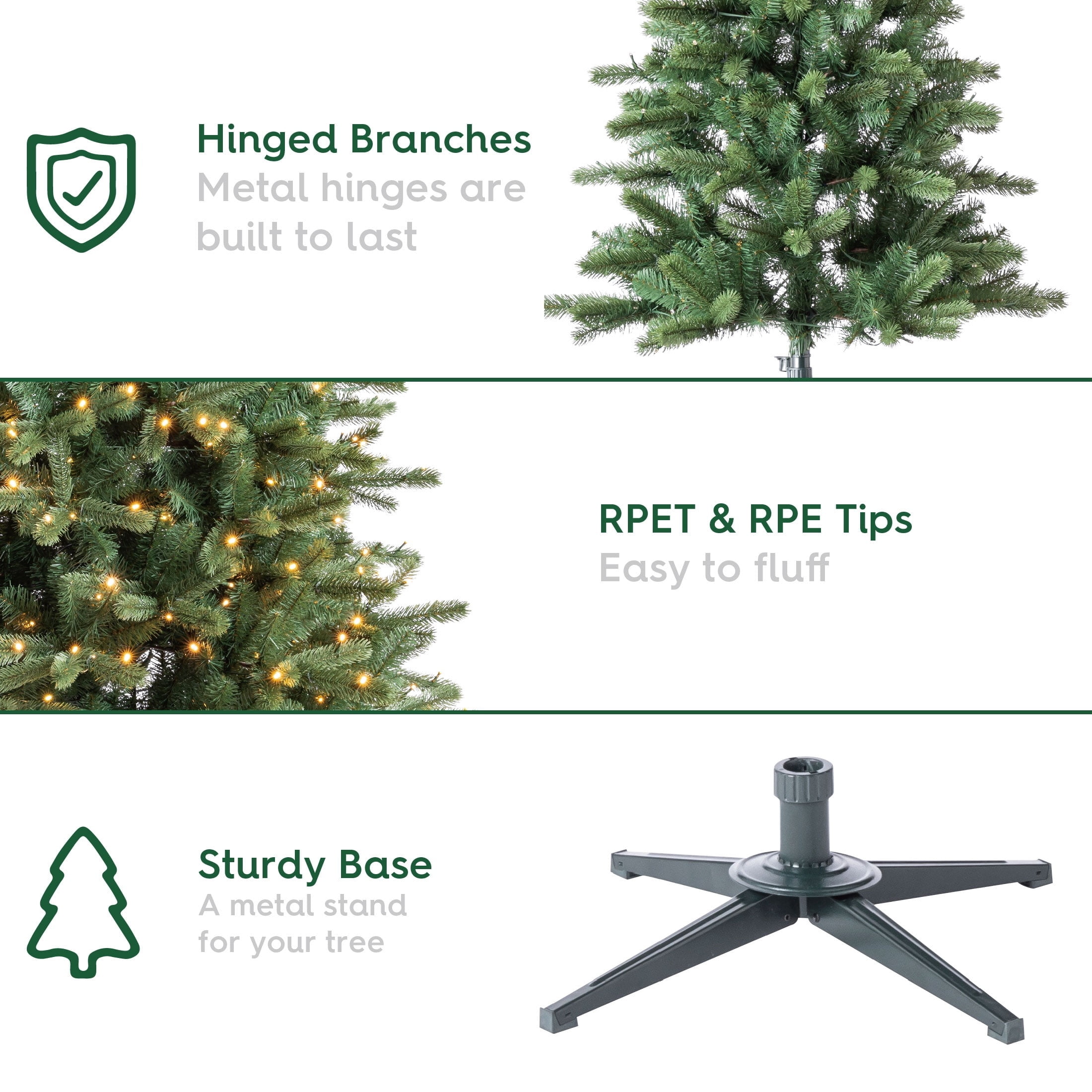 7.5' Pre-Lit Birchwood Fir Green Artificial Christmas Tree with 500 Warm White Twinkle LED Lights, Quick Set, and Stand, by Holiday Time