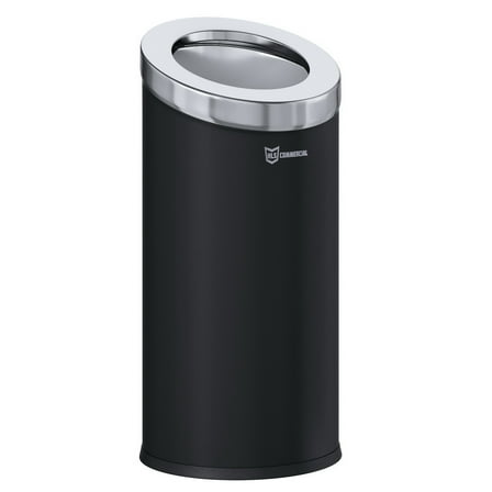 HLS Commercial HLSC04G15B 15 Gallon / 57 Liter Black Powder-Coated Steel Round Beveled Open Top Trash Can