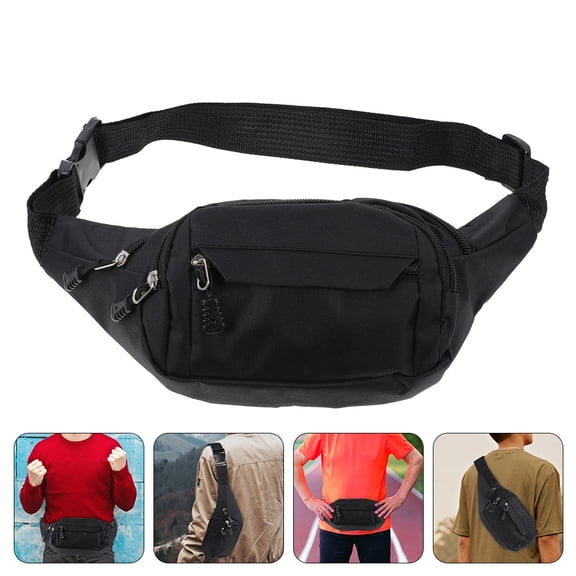 DINHEAROM 2Pcs Black Oxford Cloth Waist Bags For Men Sports Users 14.2x5.9x2in