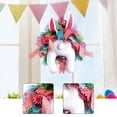 thumbnail image 1 of Corona de Pascua con trasero y orejas de conejo, decoración colgante, corona de conejo colorida para puerta de entrada, decoración navideña del hogar,, 1 of 7