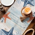 thumbnail image 3 of Orange Blue Starfish Coastal Table Runner 90 Inches, Summer Beach Eucalyptus Vintage Bed Runner Dresser Scarves Tabletop for Indoor Outdoor Parties/Ceremony/Banquet, 13" x 90", 3 of 8