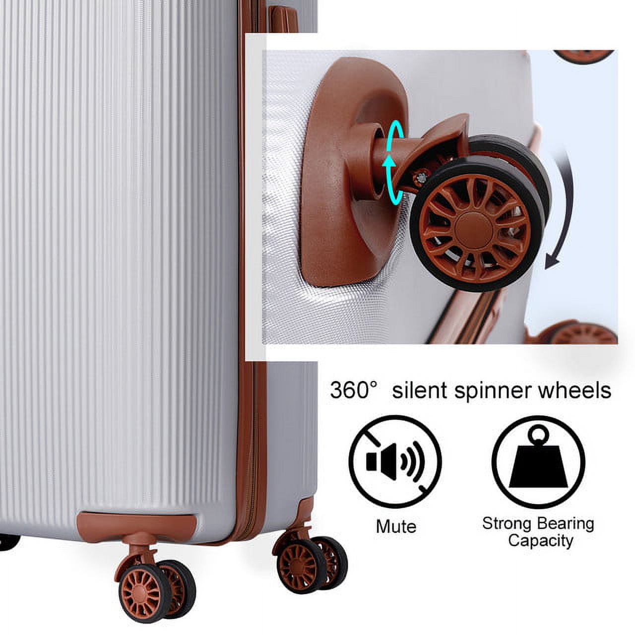 Hikolayae Cottoncandy Collection Hardside Spinner Luggage Sets in Border Silver, 3 Piece - TSA Lock