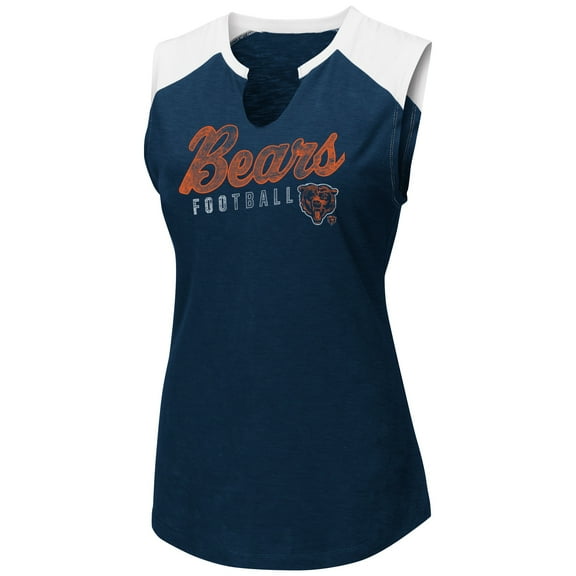 Women's Majestic Navy/White Chicago Bears V-Notch Muscle Tank Top