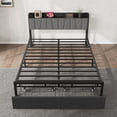 thumbnail image 1 of OUYAWEI King Size Bed Frame,with Storage Drawers and Charging Station,Platform Bed with UpholsteRed Headboard,Metal Slats Support,No Box Spring Needed,Easy Assembly,Black, 1 of 8