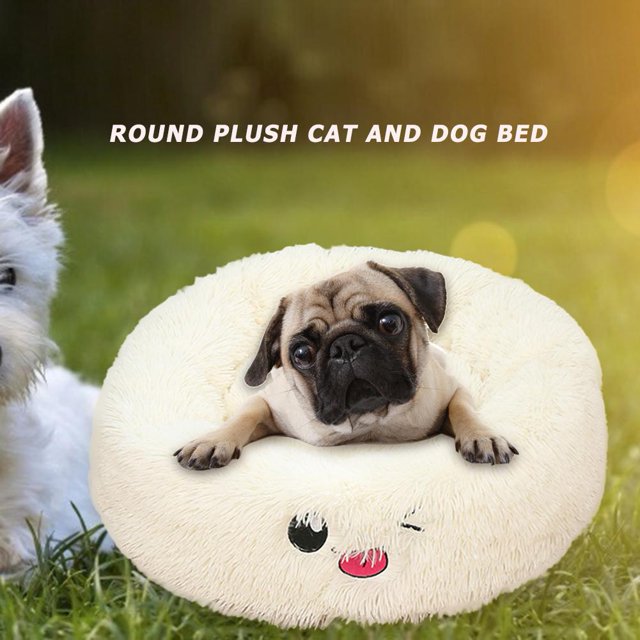 Cama portátil súper suave para mascotas perrera perro gato redondo invierno cálido peluche cachorro cojín Tmvgtek Para estrenar