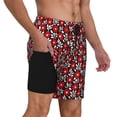 thumbnail image 3 of Haiem Red Floral Men'S Quick-Dry Swim Trunks: Comfortable Beach Shorts With Mesh Lining And Pockets - Ideal For Swimming And Sunbathing Small, 3 of 9