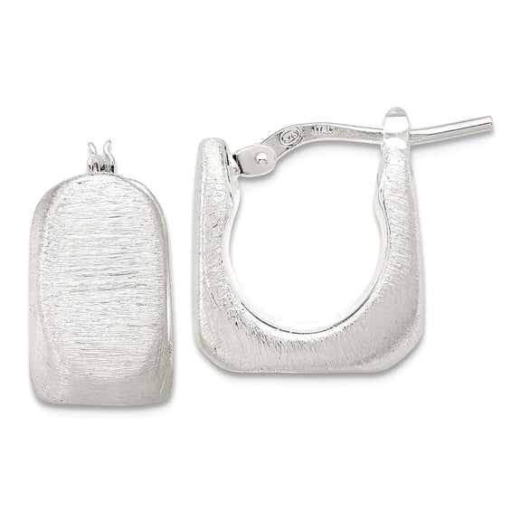 925 Sterling Silver Brushed and Hollow Square Hoop Earrings 15.5x14.4mm Wide 9mm Thick Hoop Earring for Women
