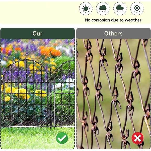 32.5 ft(L) x 22 in(H) Garden Fence, 30 Panels Arched No Dig Fence, Decorative Animal Barrier Fencing with Ground Stake, Rustproof Metal Garden Edging Border for Dog, Rabbit, Outdoor Yard Patio Decor