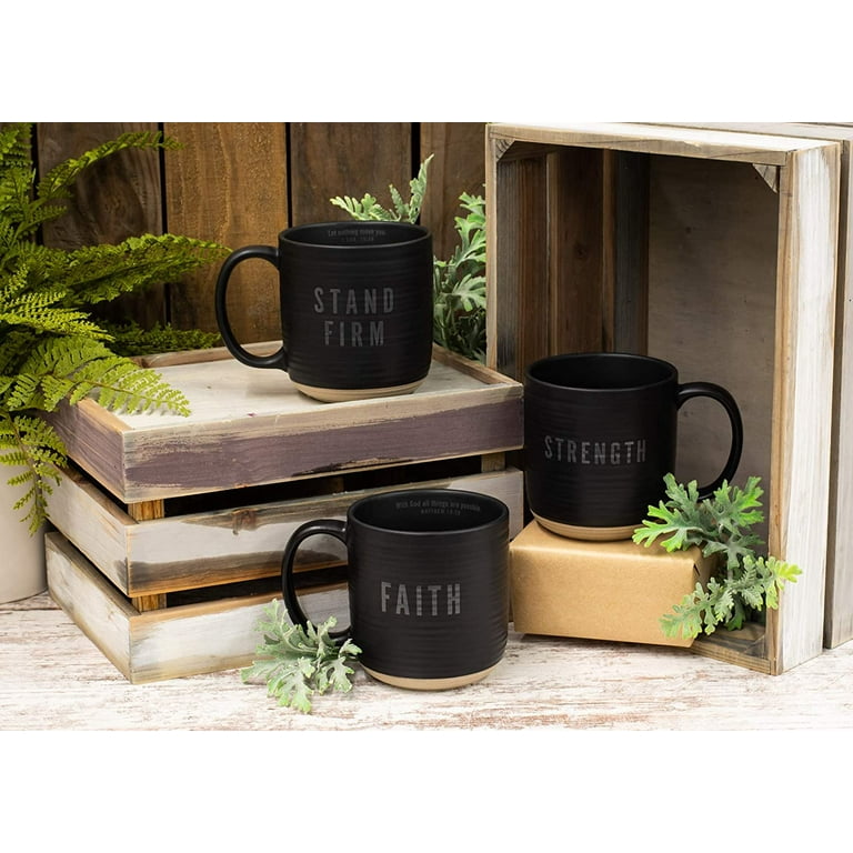 Faith, Matthew 19:26, Ceramic Mug, Textured, Black