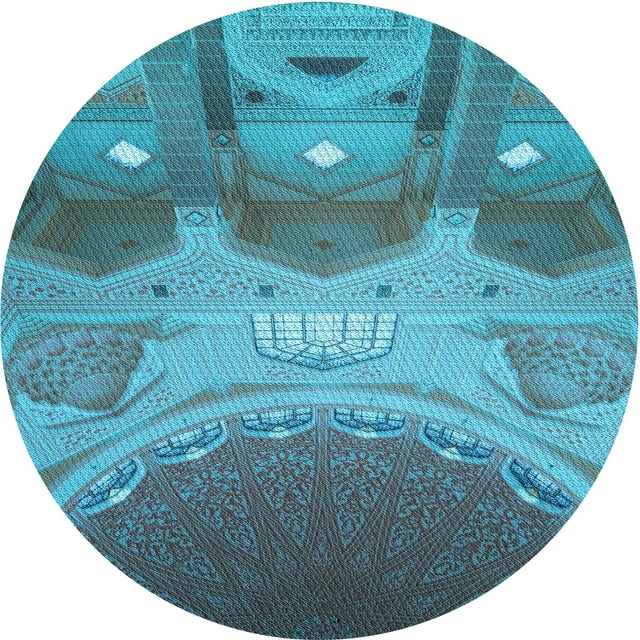 Ahgly Company Machine Washable Indoor Square Transitional Bright Turquoise Blue Area Rugs, 3' Square