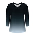 thumbnail image 5 of Ashirexll Womens Casual Tops, Tops for Women Trendy, Solid Color Gradient 3/4 Length V Neck Base T Shirt for Ladies Fashion, 5 of 6
