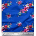 thumbnail image 1 of Soimoi Blue Georgette Viscose Fabric Leaves & Ranunculus Floral Print Fabric by the Yard 42 Inch Wide, 1 of 3