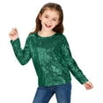 thumbnail image 5 of Girls' Sequin Long Sleeve Top Crew Neck Casual T-Shirt with Lining, Shiny Cute Shirt for Festive Party (5-15 Years), 5 of 7