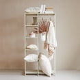 thumbnail image 2 of Creative Co-Op Woven Cotton and Sherpa Throw Blanket, Natural, Tan and Rose, 2 of 5