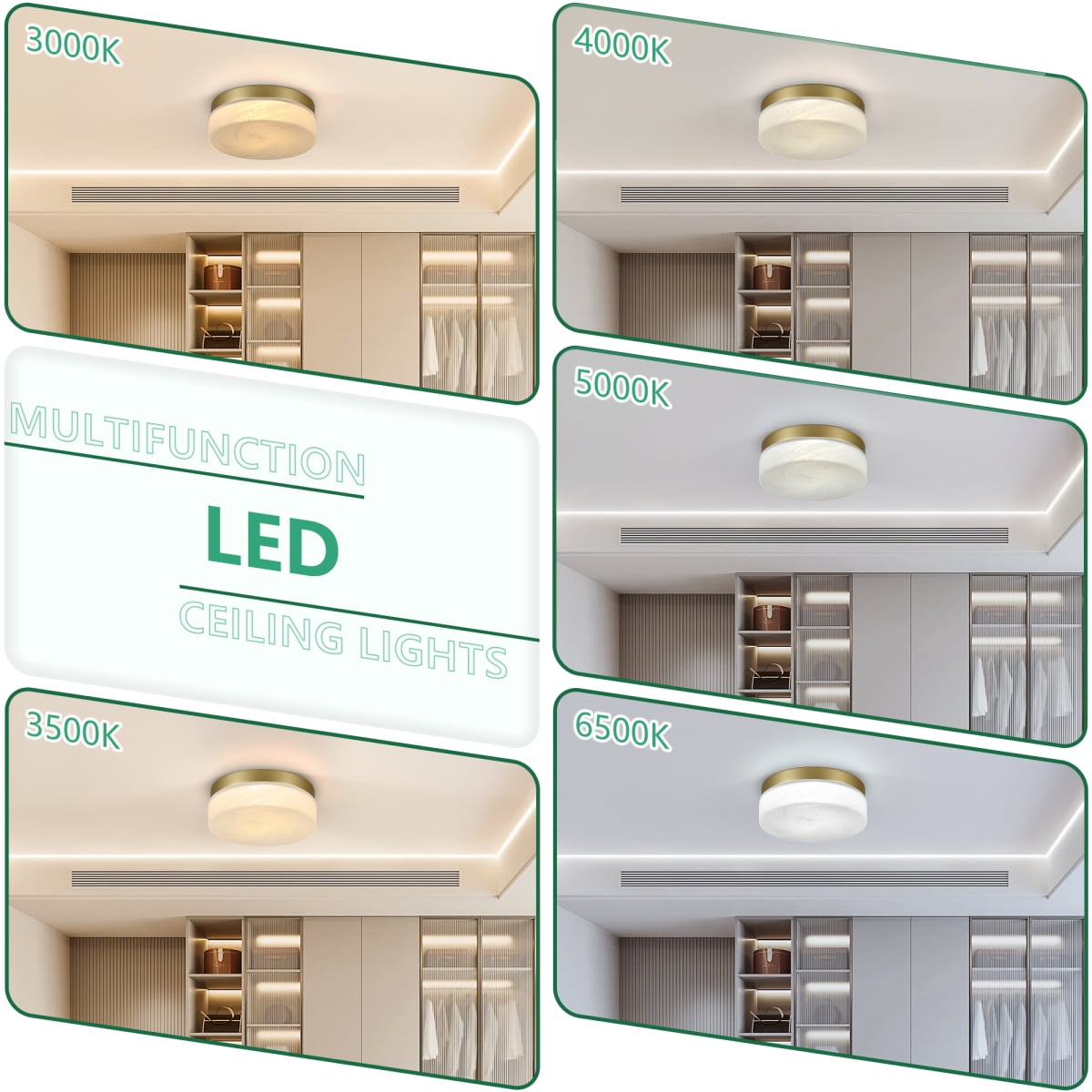 12 Inch LED Ceiling Light, 24W Flush Mount Ceiling Light,Round Low Profile Ceiling Lights for Bedroom, Living Room, Dining Room(White)