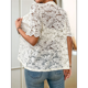 thumbnail image 5 of Camisa Informal de Encaje con Mangas Abullonadas y Cuello Redondo con Ojales para Mujer, Color Albaricoque M, 5 of 9