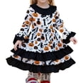 thumbnail image 3 of EnJoCho Robe Citrouille d'Halloween pour Filles, Tunique à Manches Longues Évasées, Robe de Fête Plissée pour Automne Hiver, Tenue Mignonne, 3 of 6