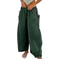 thumbnail image 5 of Tauxra Linen Wide Leg Palazzo Pants for Women with Elastic Waist Pockets Straight Leg Business Casual Summer, 5 of 5