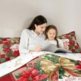 thumbnail image 5 of Feelyou Christmas Red Poinsettia Full Size Comforter Sets, Happy New Year Bedding Comforter Set, Vintage Red Green Plaid Reversible Bedding Sets, Luxury Bedroom Decor, 3-Piece, 5 of 8