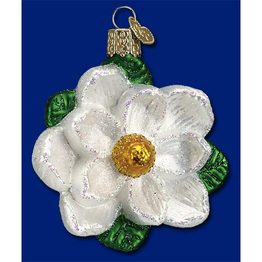 Magnolia Flower Glass Old World Christmas Ornament FREE BOX 36093