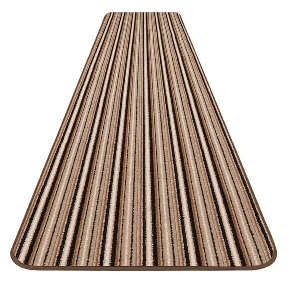 Skid-resistant Carpet Runner - Mocha Brown Stripe - 6 Ft. X 27 In. - Many Other Sizes to Choose From