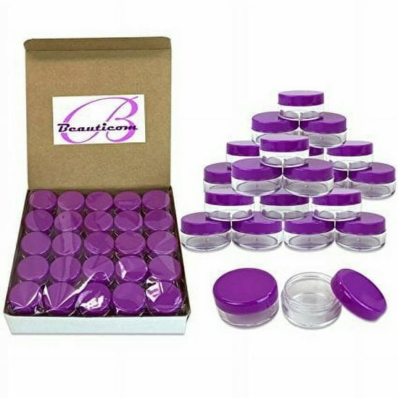 5G/5ML Plastic Clear Cosmetic Sample Jars with Purple Lids