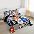 thumbnail image 3 of Homewish Ice Hockey Game Queen Comforter Set,Ball Sport Lovers Bedding Sets,Geometric Waves Striped Lines Bedding Comforter Set For Boys,Microfiber Bedroom Decor Reversible,3 Pieces, 3 of 8
