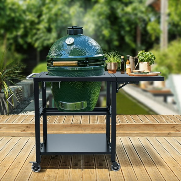 GOOSECHEF Grill Table for Big Green Egg Stand, Outdoor Grill Nest Compatible with Large Big Green Egg and Other 20/21/22 inch Models