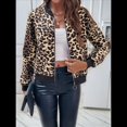 thumbnail image 4 of Women'S Leopard Print Zip Up Jacket Long Sleeve Jackets Outwear Leopard Print XXL, 4 of 8