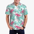 thumbnail image 4 of Vsdgher Flamingo Print Men's Short Sleeve Stretch Polo Shirt, Moisture-Wicking Performance Polo Shirt, 4 of 8