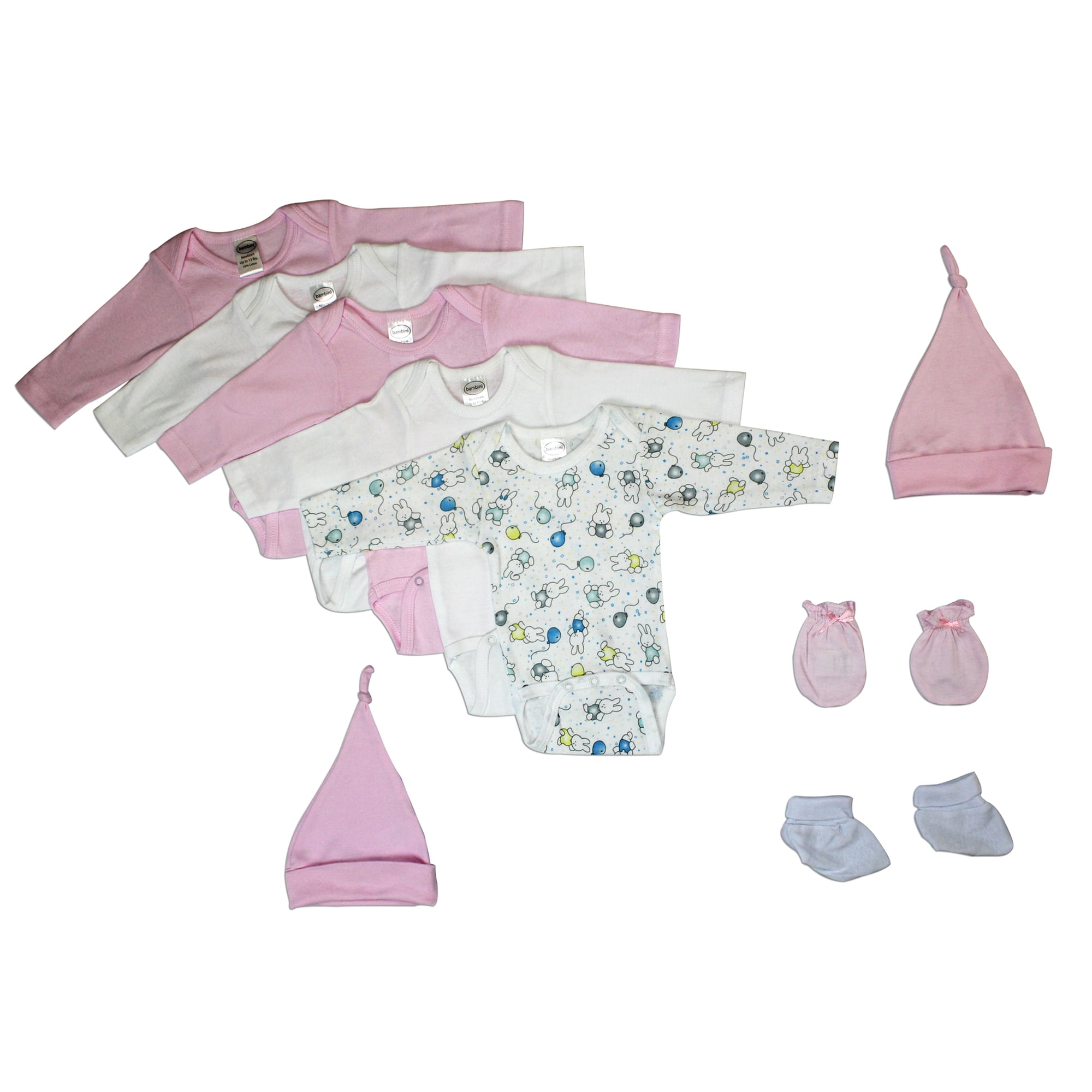 Bambini Newborn Baby Girl 9 Pc Layette Baby Shower Gift Set