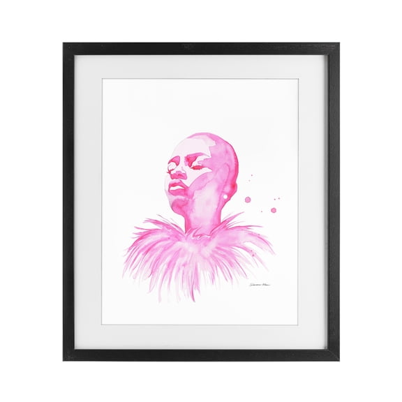 Stupell Industries Contemporary In A Pink Mood Portrait Black Framed Print Under Glass, 13 x 16, by Simone Elum
