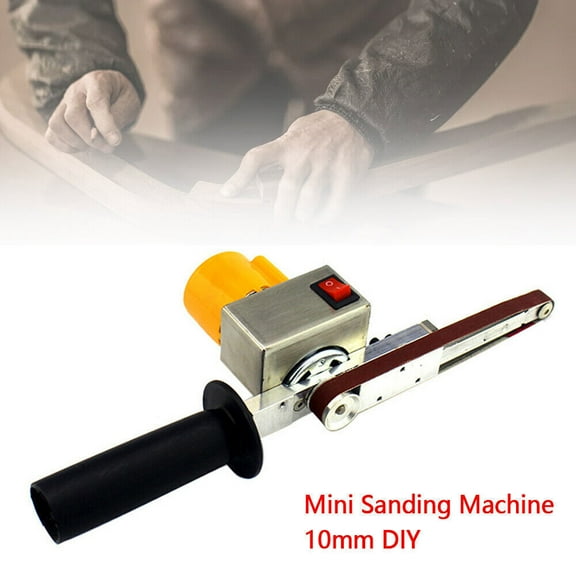 Handheld Electric Belt Sander Mini 7-Speed Grinder Machine with 10 Sanding Belts