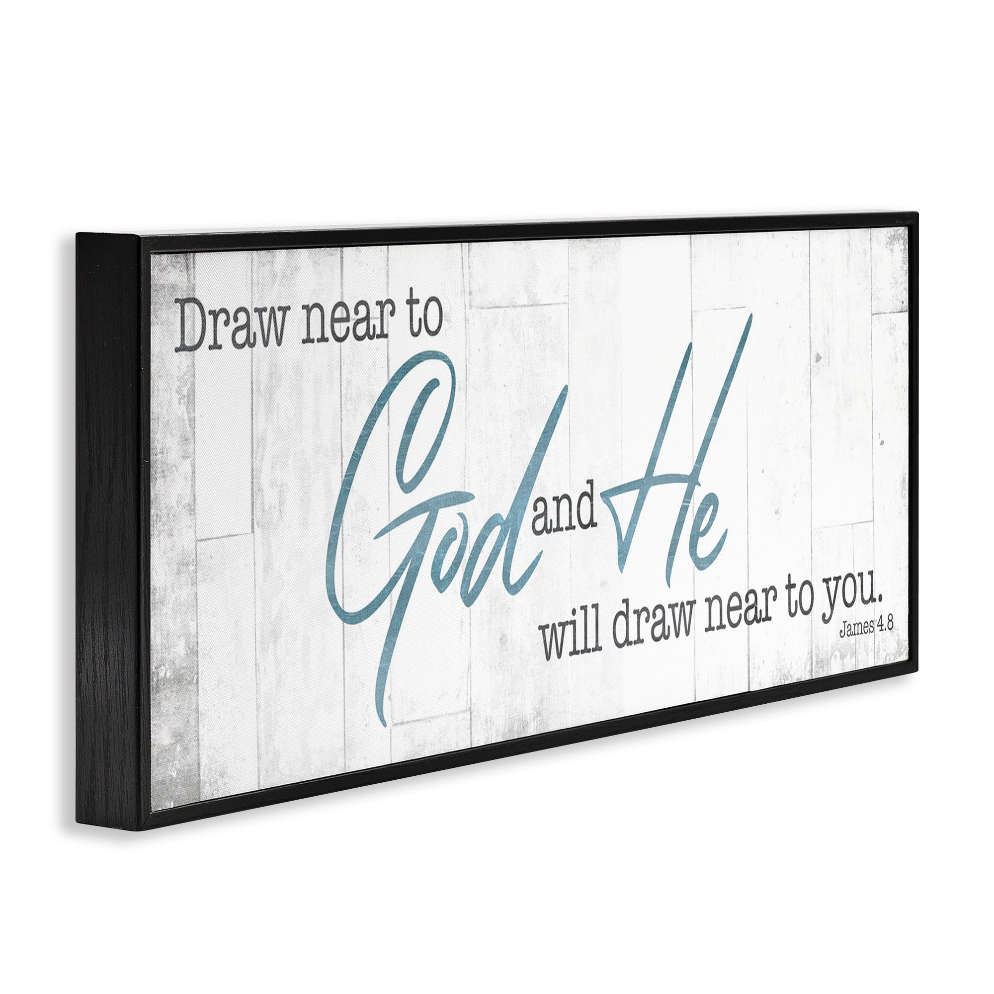 Stupell Industries Near to God Charming Proverb Religious Painting Black Framed Art Print Wall Art, 30 x 13