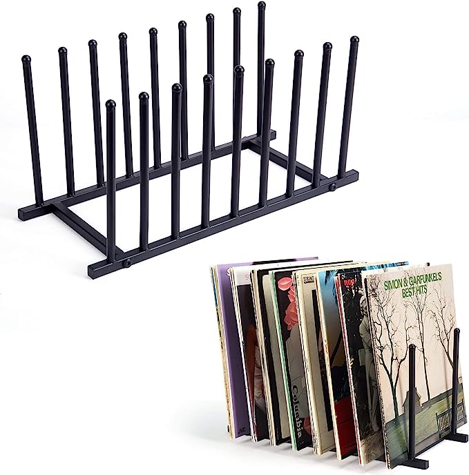 Black Metal Vinyl Record Storage Stand Organizer for 6080 LPs