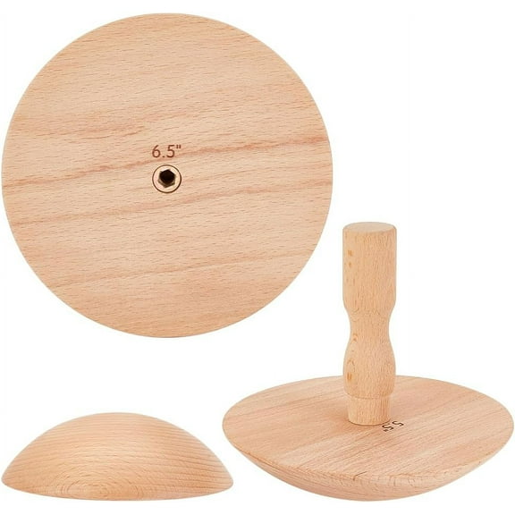 3 Sets Wooden Ceramic Top Molds 4.5/5.5/6.5 inch Pottery Plate Press Tools with Handle