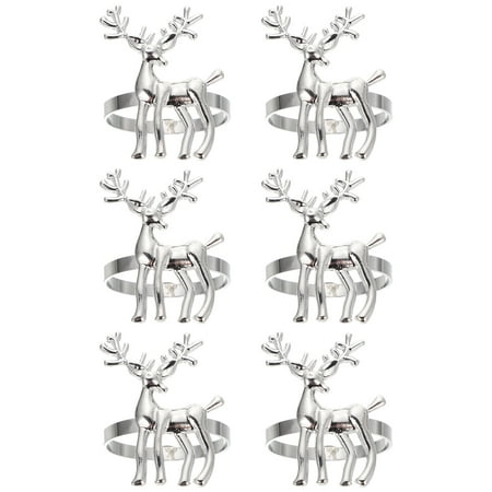 

6Pcs Christmas Napkin Rings Elk Napkin Rings Deer Napkin Ring Holders Alloy Napkin Rings