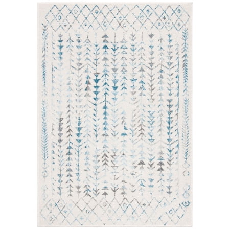 SAFAVIEH Tulum Goddard Moroccan Geometric Area Rug, 6' x 9', Ivory/Turquoise