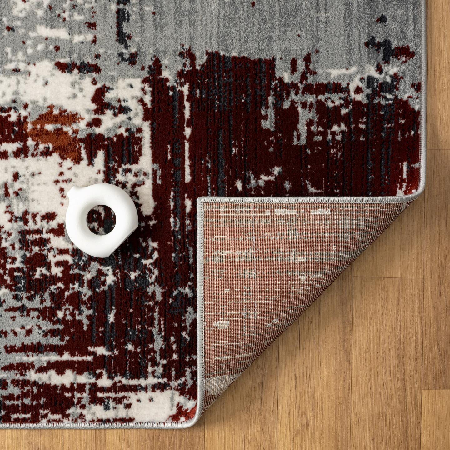 Luxe Weavers Modern Abstract Distressed Red 8x10 Area Rug for Living Rooms and Bedrooms