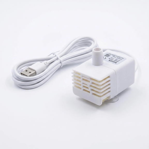 USB Mini Submersible Water Pump, DC 5V Quiet Pet Fountain Pump with Built-in Sponge Filter, 120-200 L/H, 8.5 mm Outlet, for Small Fish Tanks and Water Fountains