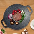 thumbnail image 5 of Korean Grill Pan Round Non Stick Iron Medical Stone Coating Good Insulation BBQ Griddle with Oxford Storage Bag 25cm/9.8in, 5 of 5