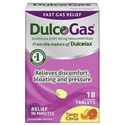 4 Pack DulcoGas Maximum Strength AntiGas Tangy Citrus 18 Chewable Tablets Each
