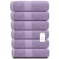 thumbnail image 2 of White Classic Luxury Cotton 6 Pc Hand Towels Set, Hotel Style Small Bath Towel, Face Towel 16x30, Lavender Soft Plush Bath Towels Pack of 6, Thick Quick Dry Spa Gym Towels, Light Purple Hand Towels, 2 of 9