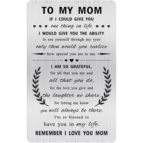 Mom Gifts from Daughter - To My Mom Stainless Steel Wallet Card - Mother Daughter Sentimental Keepsake, Mother’s Day Birthday Gift Idea