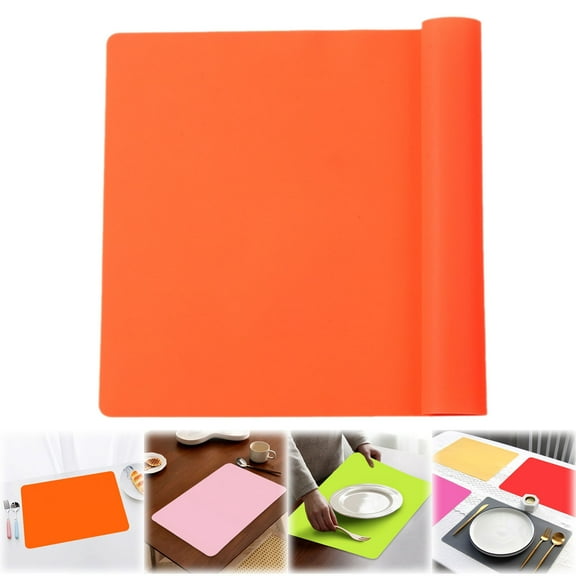 Basdi Large Non-Slip Silicone Placemat (40X30X0.55Cm) - Heat-Resistant Countertop Protector for Kids - Multipurpose for Kitchen & Craft, Heat Resistant Counter Protector, Orange