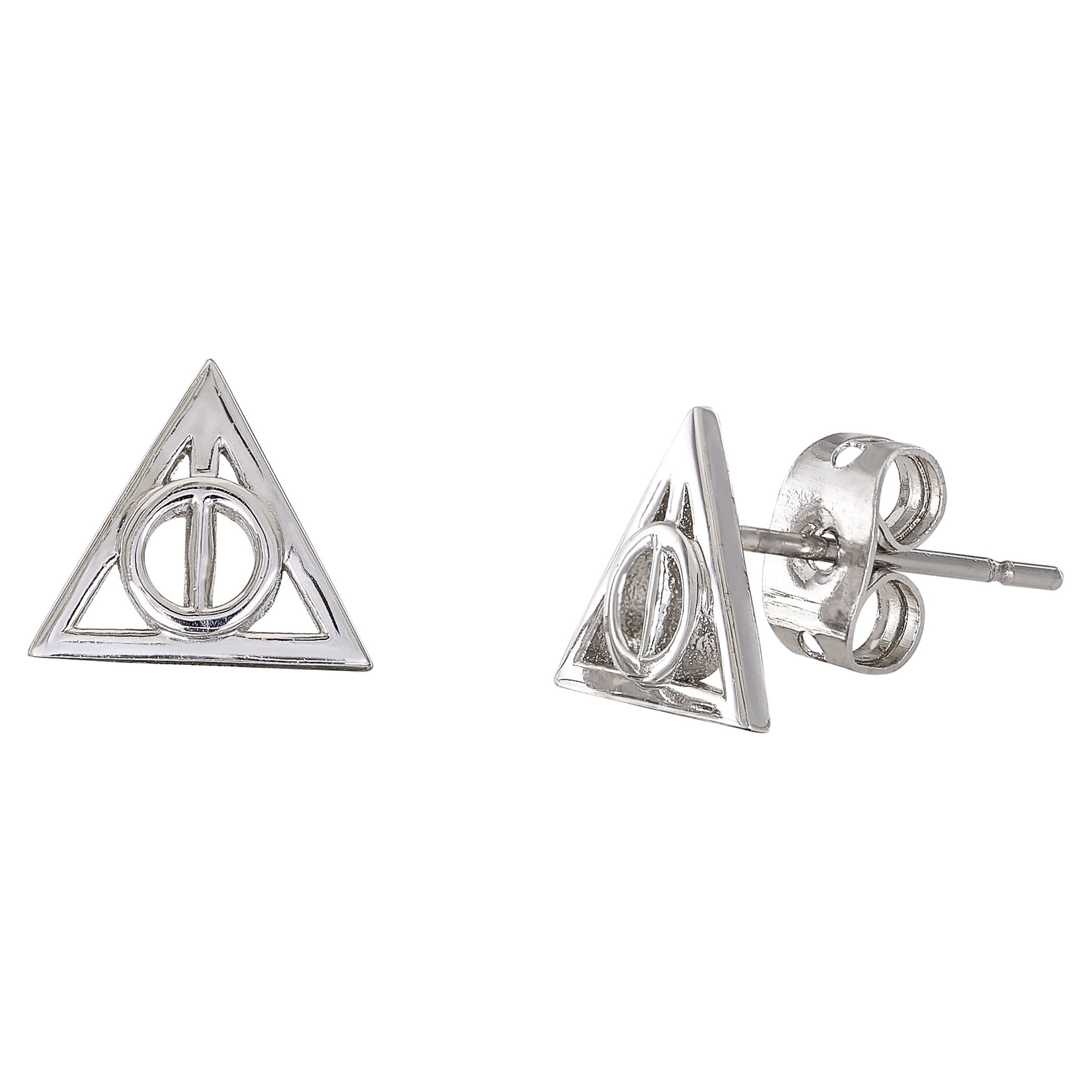 Harry Potter Silver Plated Snitch, Logo & Deathly Hollows 3pr Earrings Set